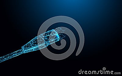 Lan cable network connection icon form lines and triangles, point connecting network on blue background. Vector Illustration