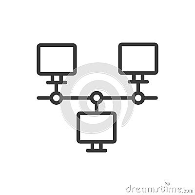 LAN, icon in line design. LAN, network, connectivity, Ethernet, router, switch, data on white background vector. LAN Vector Illustration