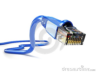 LAN network connection Ethernet RJ45 cable. Stock Photo