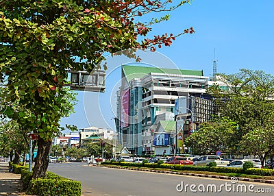 Lan Xang main street of Vientiane, Laos Editorial Stock Photo