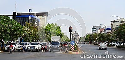 Lan Xang main street of Vientiane, Laos Editorial Stock Photo