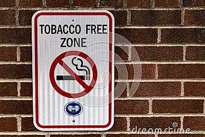 The Tobacco Free Zone Sign Editorial Stock Photo