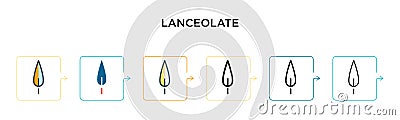 Lanceolate vector icon in 6 different modern styles. Black, two colored lanceolate icons designed in filled, outline, line and Vector Illustration