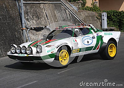 An Lancia Stratos racing car during a timed speed trial Editorial Stock Photo