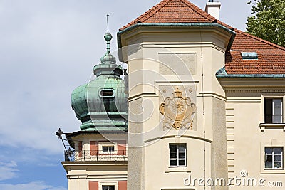 Front view of 16th century baroque Lancut Castle, former Polish magnate residence, Lancut, Poland Stock Photo