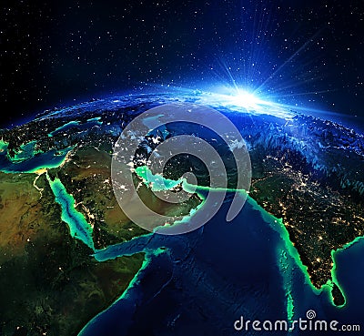 Land area in Arabia and India Stock Photo