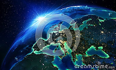 Land area in Europe the night Stock Photo