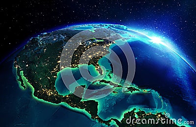 Land area in North America the night Stock Photo