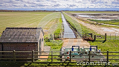 Land Drainage Pumping Station Stock Photo