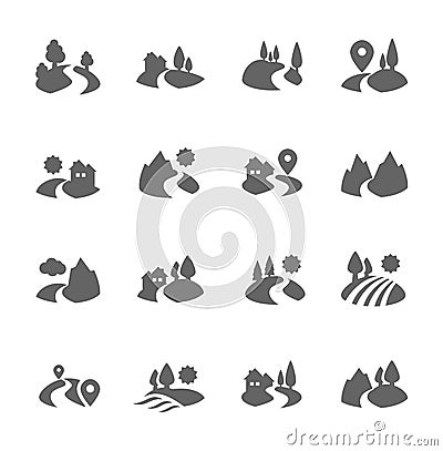 Land Icons Vector Illustration