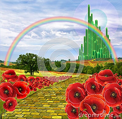 Land of Oz and the Yellow Brick Road Stock Photo