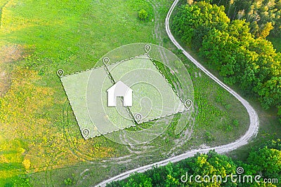 Topographical Marking of two plots of Land for Private Residence House Construction Stock Photo