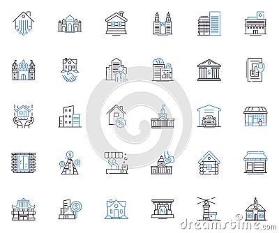 Land purchase line icons collection. Property, Acreage, Investment, Development, Landscaping, Natural, Rural vector and Vector Illustration