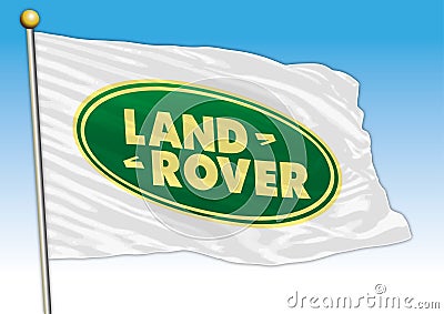 Land Rover car industrial group, flag with logo, illustration Vector Illustration