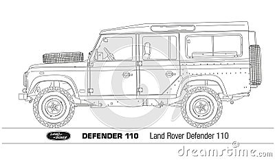 Land Rover Defender 110 silhouette, vector illustration Vector Illustration