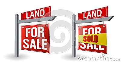 Land for sale sign Cartoon Illustration