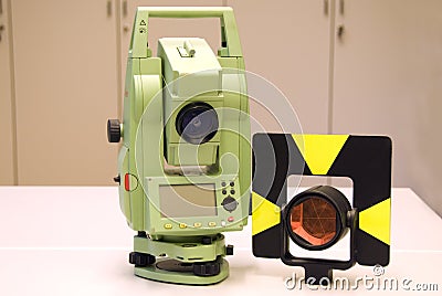 Land surveying and prism Stock Photo