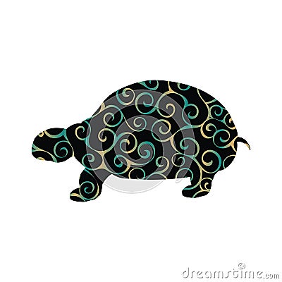 Land turtle reptile color silhouette animal Vector Illustration