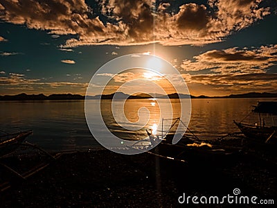 The land where the sunset is extraordinary Stock Photo