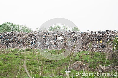 Landfill at the end of the populated place. garbage.Trash Stock Photo