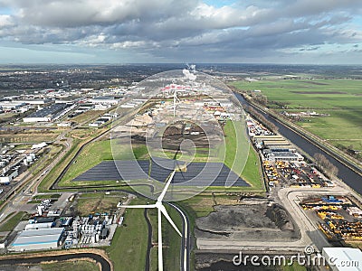 Landfill, waste disposal and recycling area. Storage of scrap result of consumerism. Urban junk waste trash area, aerial Stock Photo