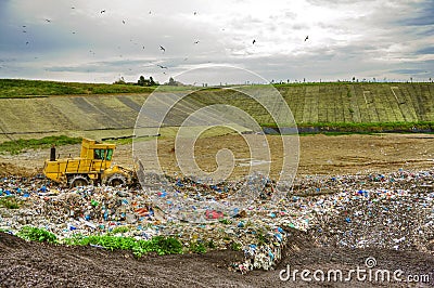 Landfill working Stock Photo