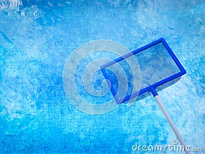 Landing net or fishing net with pool Stock Photo