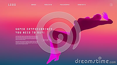 Landing page abstract design with AI androind. Colorful template for website or app. Vector Illustration