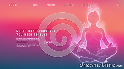 Landing page abstract design with AI androind. Colorful template for website or app. Vector Illustration
