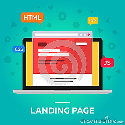 Landing page. Browser. Flat. Vector Illustration