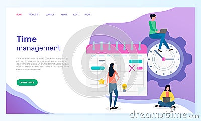 Landing page of business website, time management, organizing effective time, planning dates Stock Photo