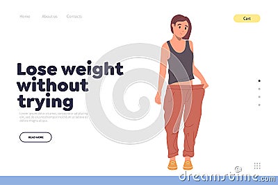 Landing page design website template giving information with tips to lose weight without trying Vector Illustration