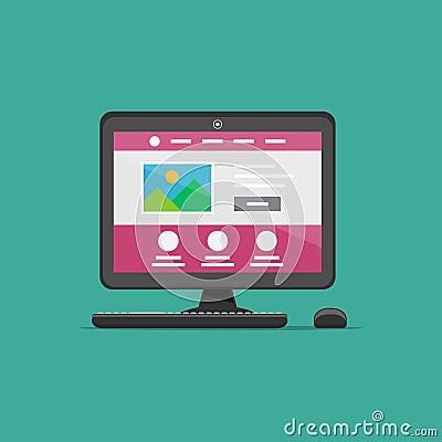 Landing page desktop vector illustration Vector Illustration