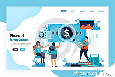 Landing page of financial investment. invest to allocate money in expectation of benefit in future. investment return, dividends Vector Illustration