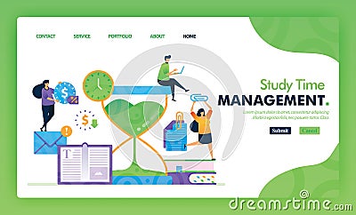 Landing page illustration concept back to school of study time management. Study Educational for marketing and promotion can use f Vector Illustration