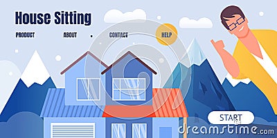 Landing Page Offering Best Free House for Share Vector Illustration