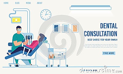 Landing Page Offering Dental Consultation Online Vector Illustration