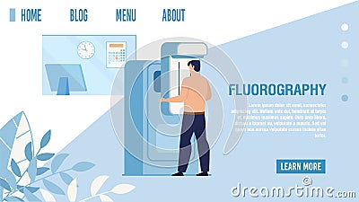 Flat Landing Page Fluorography Medical Service Vector Illustration
