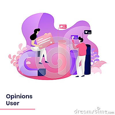 Landing Page Opinions User vector illustration modern concept, can use for Headers of web pages, templates, UI, web, mobile app, Vector Illustration