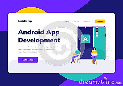 Landing Page People Development Android App Programming Vector Illustration Vector Illustration