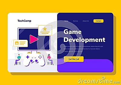 Landing Page People Development Game App Programming Vector Illustration Vector Illustration