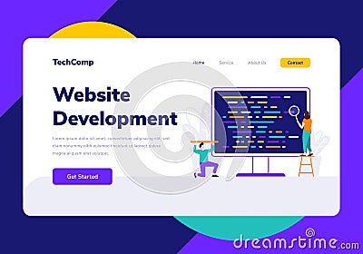 Landing Page People Development Website Programming Vector Illustration Vector Illustration