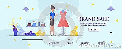 Landing Page Presenting Clothing Store Brand Sale Vector Illustration