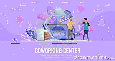 Landing Page Presenting Modern Coworking Center Vector Illustration