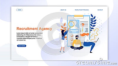 Landing Page Presenting Online Recruitment Agency Vector Illustration