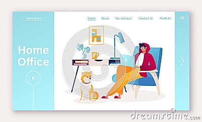 Freelance, work remotely from home or co working concept for landing page template. Vector Illustration
