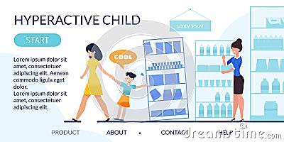 Landing Page Reveal Hyperactive Child Problem Vector Illustration