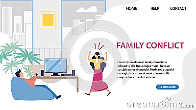 Landing Page for Service Solving Family Conflict Vector Illustration