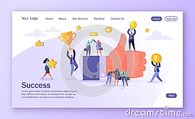 Concept of landing page for mobile website development and web page design. Concept of teamwork business success. Vector Illustration