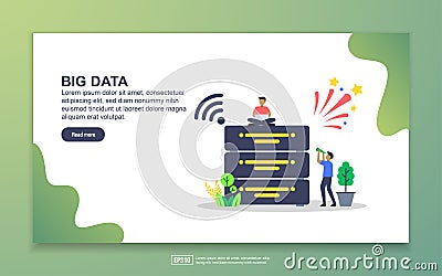 Landing page template of Big data. Modern flat design concept of web page design for website and mobile website. Easy to edit and Vector Illustration